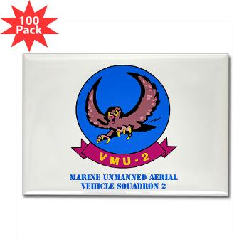 MUAVS2 - M01 - 01 - Marine Unmanned Aerial Vehicle Squadron 2 (VMU-2) with Text - Rectangle Magnet (100 pack)